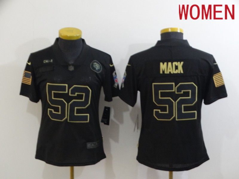 Women Chicago Bears #52 Mack Black gold lettering 2020 Nike NFL Jersey